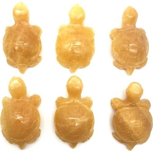 Drop Shipping 1PC Natural Yellow Topaz Jade Stones Tortoise Hand Carved Crystal Animal Gifts Natural Stones and Crystals