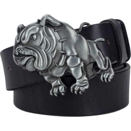 Bulldog Buckle Genuine Leather for Men Fashion Clothing Accessories Cowskin