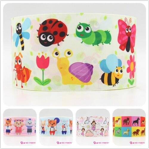 Q&N ribbon 3inch 75mm cute animal printed grosgrain ribbon webbing 50yards/roll for hair bows headband free shipping