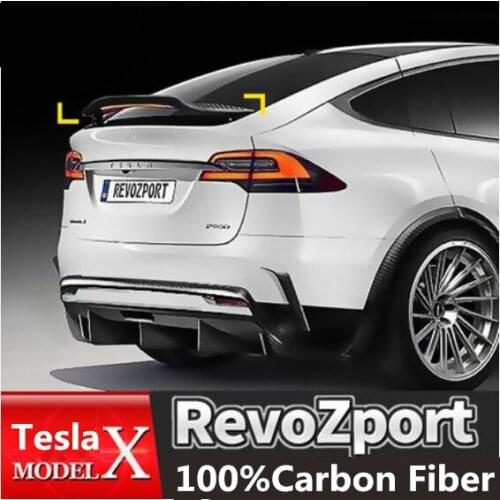 Revozport-Style Carbon Fiber Car Rear Wing Trunk Lip Spoilers Fits For Tesla MODEL X 2016 2017 2018 2019
