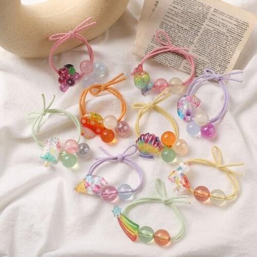 Girls Cartoon Elastic Sweet Rainbow Hair Bands Cute Candy Rubber Women Colorful Band Scrunchie Headband Fashion Hair Accessories
