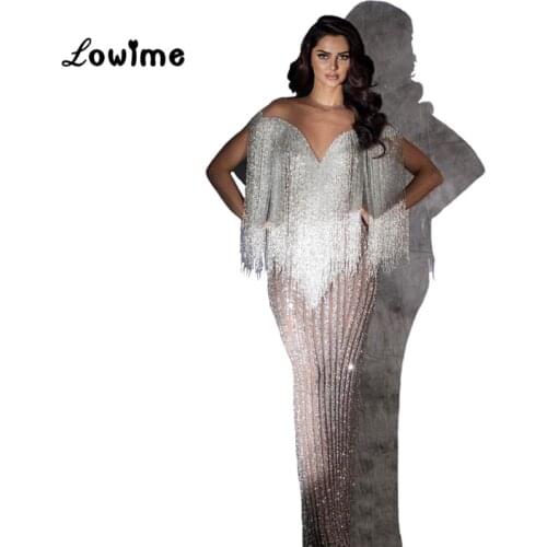 Luxury Beaded Evening Dress 2018 Lebanon Musilm Mermaid Sequined Arabic Dubai Women Formal Evening Gowns Party Dress Vestidos