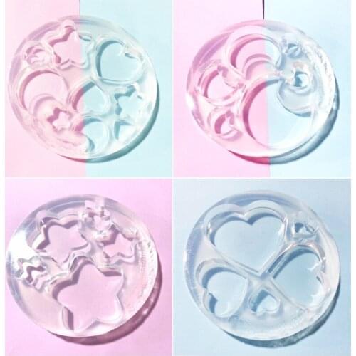 Crystal Epoxy Resin Mold Love Heart Five-pointed Star Moon Shape Keychain Pendant Casting Silicone Mould DIY Crafts Jewelry Tool