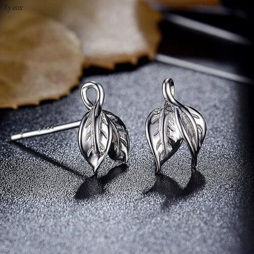 2Pcs Creative Design Small Twist Leaf Shape Ear Studs Earrings Fashion Jewelry