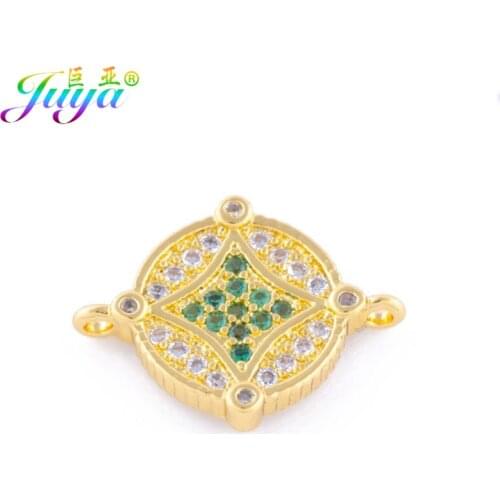Handmade Earrings Material Micro Pave Zircon Round Star Charm Connectors Accessories For Women Decorative Jewelry DIY Making