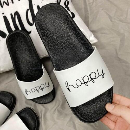 Beach Sandals Casual Open Toe Slides Outdoor Slippers 2021 New Summer Slippers HAPPY Letters Women non-slip wear slippers