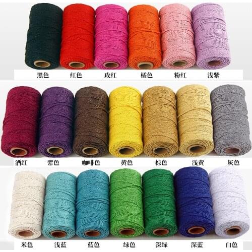 3 pieces of 2mm two-wire cotton rope 2-3mm coarse color cotton rope Spot color cotton line 100m