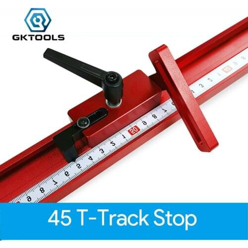 GKTOOLS 45 Type Miter Track Stop for T-slot T-track Stop Aluminium Alloy T-tracks Slot Miter Chute Limiter Woodworking Tools