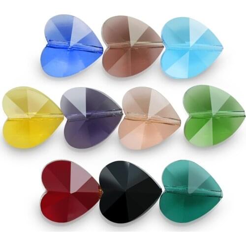 Heart Glass Beads For Jewelry Making Bulk 14mm Pendant Peach Crystal Beads For Bracelets DIY Crafts Charms Necklace Earring20pcs