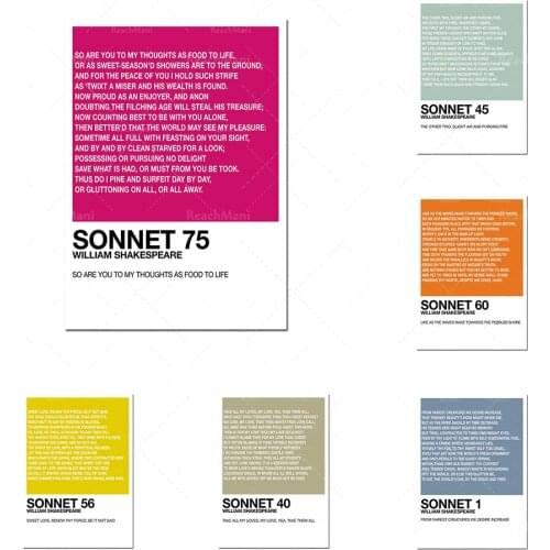 Shakespeare’s Sonnets: Quotation Poster-Literary and Art Prints-Affiche littéraire-Poetry Art Prints-Shakespeare Art Prints