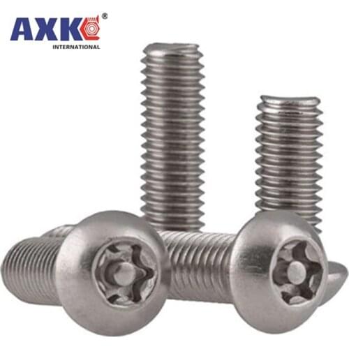 10/50pc M3 M4 M5 M6 304 stainless steel Six Lobe Torx Button Pan Round Head with Pin Tamper Proof Anti Theft Security Screw Bolt