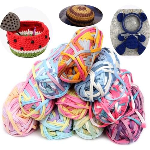 100g/Ball 33M Width 2.8cm Thick Colorful Cloth Strip Yarn Hand Knitting Crochet Thread for DIY Handmade Carpet Basket Yarn