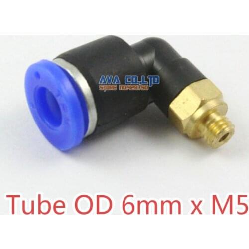 20 Pieces Tube OD 6mm x M5 Male Elbow Pneumatic Connector Push In To Connect Fitting One Touch Quick Release Air Fitting