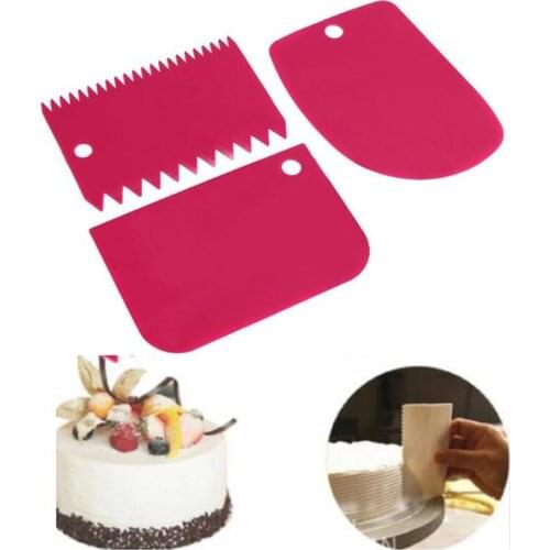3PCS/Lot Dough Cake Cutter Slicer Spatula for Cake Cream Scraper Pasty Cutters Scraper Irregular Teeth Edge DIY Smoother