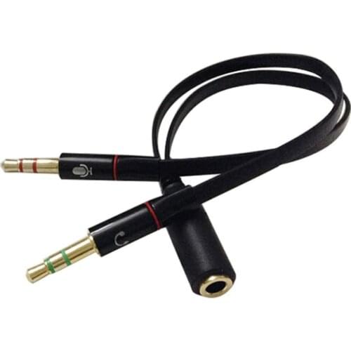 3.5mm AUX Audio Mic Splitter Cable Earphone Headphone Adapter Female to 2 Male
