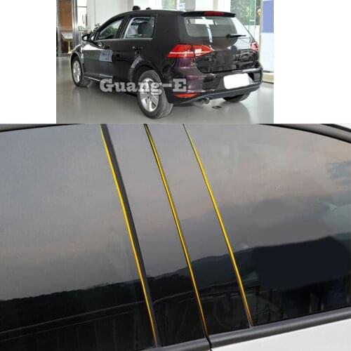 Car PC Material Pillar Post Cover Door Trim Window Piano Black Molding Sticker Plate For VW Volkswagen Golf 7 Golf7 2014-2018