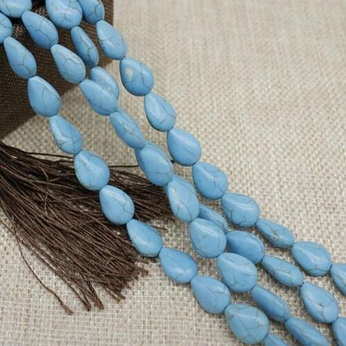 Synthetic Blue Stone Water-drop Loose Beads Turquoises Stone Beads 10*13MM For Jewelry Making Bracelet Earrings Necklace Beads