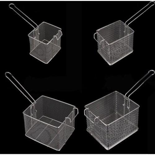 Stainless steel fryer screen French fries frame square filter net encrypt colander strainers shaped Frying mesh basket