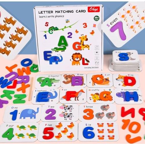 Montessori English Letter Games Educational Baby Toys Kids Wooden Building Block Games Boys Girls Word Spelling Arithmetic Math