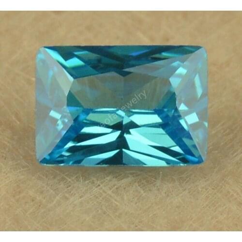 Hot Sale 3X5mm~13x18mm Deep Sea Blue Aquamarin-e Loose Synthetic Cubic Zircon Stones Rectangle Shape Cut CZ Gems For Jewelry
