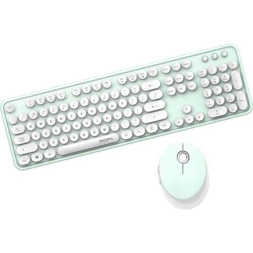 Wireless Keyboard Mouse Kit 2.4G Office Girl 104 Keys Round Keycap Cute Pink Blue Green Red Black For PC Laptop High Quality