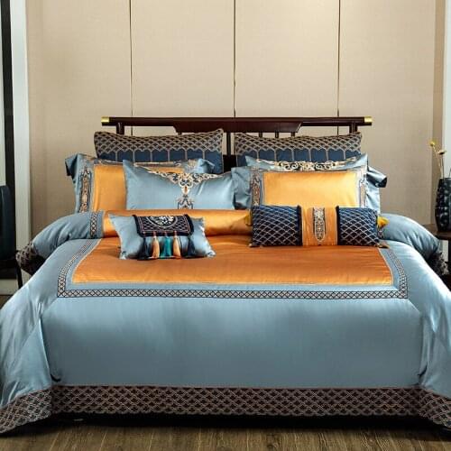 Luxury Chinese Silk-Cotton Embroidered Long Staple Cotton Bedding Set Duvet Cover Pillowcase King Queen 4/6/8 Pcs Sheet