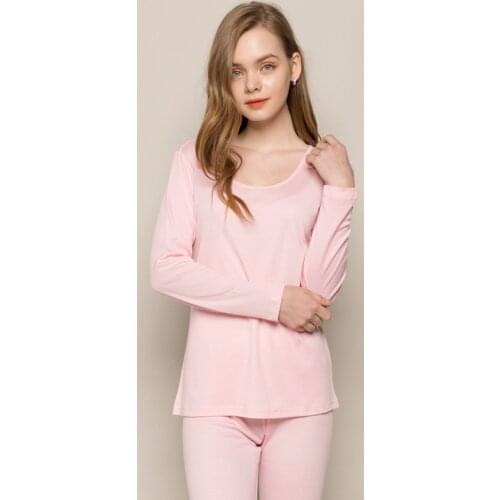 Thickened silk wool thermal underwear set womens mulberry silk knitting bottoming autumn clothes and autumn pants 7077