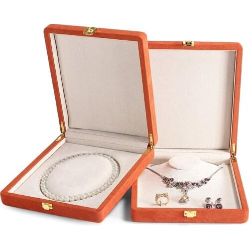 Microfiber jewelry display box ring necklace storage box set pearl necklace box gift box can be customized