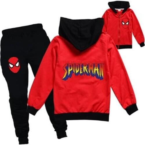 Cartoon Hooded Collar Spiderman Designer Clothes Long Sleeve Baby Girl Winter Kawaii Children Clothing Set Outfits Tracksuit