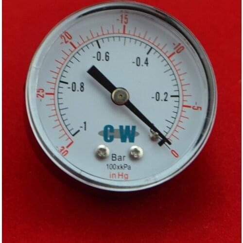 2" 50mm brass back connect vacuum -76 cm Hg,-30 in Hg pressure gauge ,vacuum -1 bar,-0.1Mpa bar manometer ,NPT1/4" thread