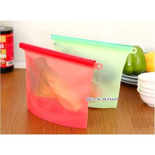 Reusable Silicone Food Bag Fresh Sealed Bags ,Preservation Bags Airtight Seal Storage Container 1000ml/1500ml bag 50pcs/lot