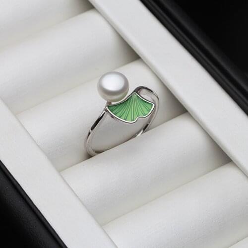Fashion 925 Sterling Silver Natural Freshwater Pearl Rings Jewelry For Women Adjustable Rings Anniversary Gift
