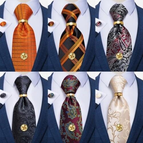 8cm Width Paisley Plaid Mens Silk Ties Luxury Tie Tack Business Wedding Party Necktie Pocket Square Suits Tie Gravatas DiBanGu
