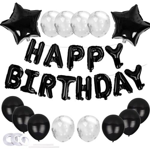 Happy Birthday Balloons Decorations Set Foil Mylar Letter Balloons Banner Latex Confetti Balloons For Birthday Party Supplies