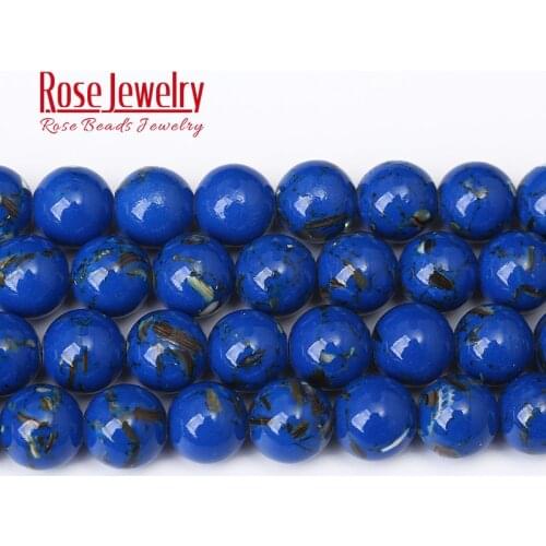 Natural Dark Blue Shell Turquoises Howlite Stone Round Beads for Jewelry Making 4-12 mm Spacer Beads Handmade 15" Strand