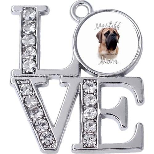 New Fashion Factory Directly Selling Animal Caring Crystal Mastiff Mom Charms Pendant For Dog Lovers Custom Design Accept