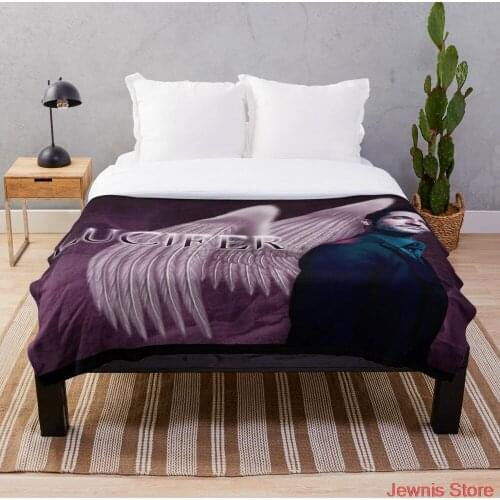 Lucifer Purple Wings Throw Blanket Sublimation Covered Blanket Bedding Flannel for Children and Adult Bedrooms Decor
