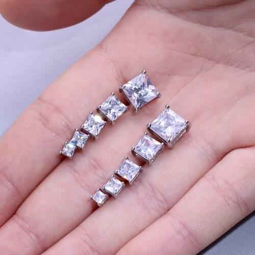 Wholesale Classic All-Match Square Zircon Earrings, Woman Four Seasons Charm Jewelry