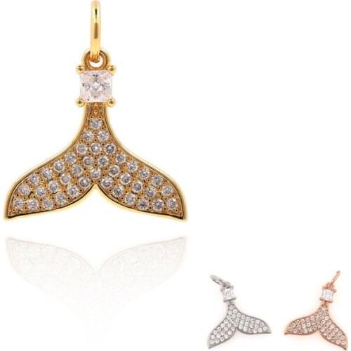 Mermaid Necklace, Whale Tail Pendant, Ocean Charm, Fish Bracelet, DIY Jewelry Accessory Making, 17x14.8x2.3mm