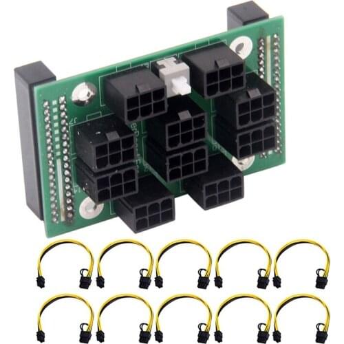 LBER X3650 Server Power Adapter Board for S7 A721 A741 X3650 Dual Power Supply 1350W Ethereum Mining Breakout Board 10X6Pin