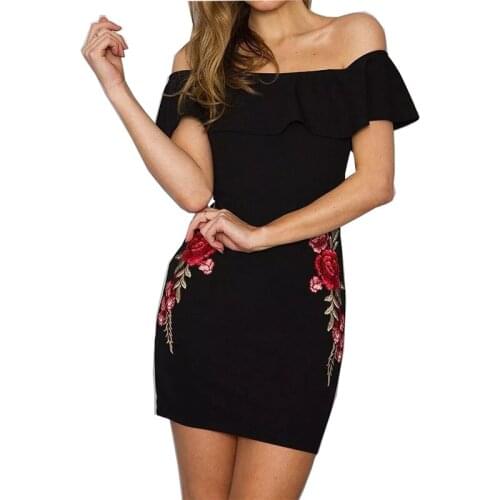 Dresses For Women 2019 AliExpress Models Women New Wrapped Chest Embroidered Lotus Leaf Halter Dress Clothing Vestidos HJY1745