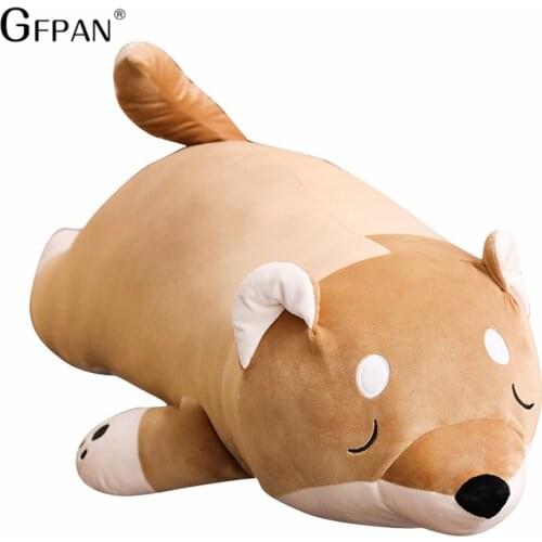 40/100CM Cartoon Lying Plush Stuffed Dog Corgi Plush Pillow Big Toys Shiba Inu Dog Doll Lovely Animal Children Birthday Gift