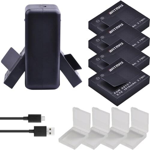 For 4Pcs 1010mAh Original Xiaoyi Battery AZ13-1 Battery + USB Dual Charger for Xiaomi Yi XiaoYi Sports Action Camera DV Cam