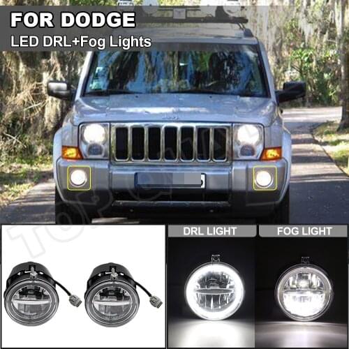 Fog Lamp Assembly For Jeep Grand Cherokee Commander Chrysler 300 Dodge Mitsubishi LED Daytime Running Fog Light DRL Angle Eyes