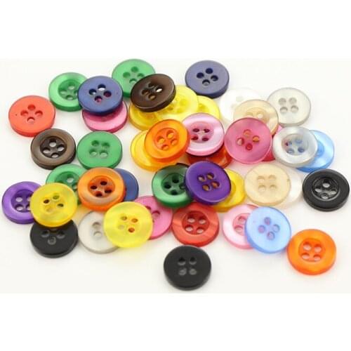 100pcs 11mm Mixed Pearls Round Resin Shiny Buttons For Clothing 4 Holes Sewing Accessories Scrapbooking