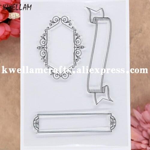 Leaves Frame Ribbons Scrapbook photo cards rubber stamp clear stamp transparent stamp 9081510