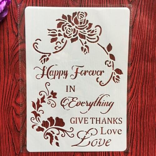 Happy flowers A4 29*21cm DIY Stencils Wall Painting Scrapbook Coloring Embossing Album Decorative Paper Card Template