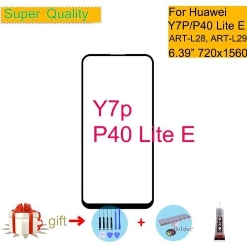 For Huawei Y7P 2020 Touch Screen Panel Front Outer Glass P40 Lite E LCD Glass Lens Replacement Y7P ART-L28 ART-L29