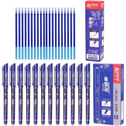 Erasable Pen Refills 12+20Pcs/Set Rod0.5mm Washable Handle Magic Erasable Gel Pen for School Pen Writing Tools Kawaii Stationery
