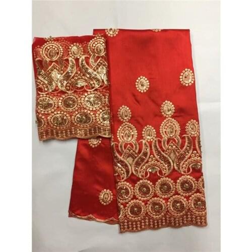 African George Material with Beads Hot African George Fabric with Blouse For Evening Dress Nigeria Georges For Wedding red